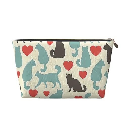 Happy Walking Kulturtasche aus Leder mit Kitty-Aufdruck, für Damen, Reisetasche für Toilettenartikel, Kosmetiktasche, Make-up-Tasche, gold, Einheitsgröße, Kulturbeutel von AQHNBM