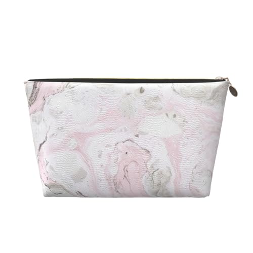 Kulturbeutel aus Leder, abstrakte Tinte, Marmor-Grau, künstlerischer Druck, Reise-Kulturbeutel für Damen, Reisetasche für Toilettenartikel, Kosmetiktasche, Make-up-Tasche, gold, Einheitsgröße von AQHNBM