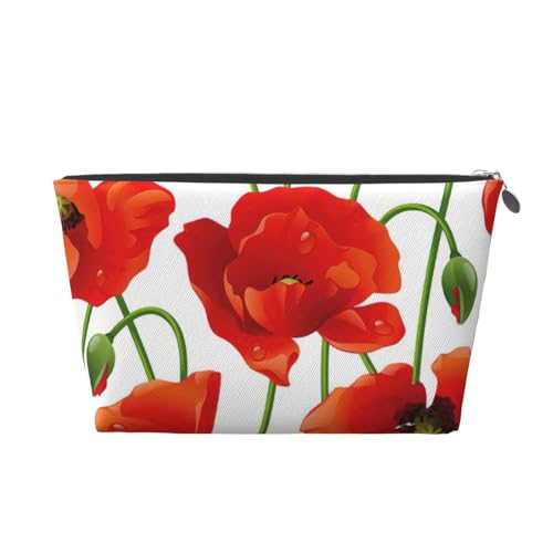 Kulturbeutel aus Leder mit Blumendruck, für Damen, Reisetasche für Toilettenartikel, Kosmetiktasche, Make-up-Tasche, silber, Einheitsgröße, Kulturbeutel von AQHNBM