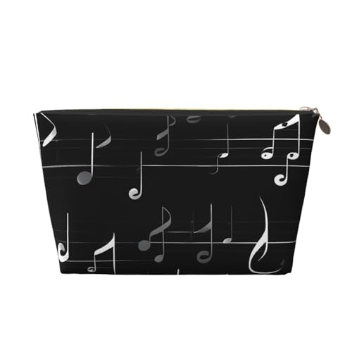 Kulturbeutel aus Leder mit Musiknoten-Aufdruck, für Damen, Reisetasche, Kosmetiktasche, Make-up-Tasche, Schwarz, gold, Einheitsgröße, Kulturbeutel von AQHNBM