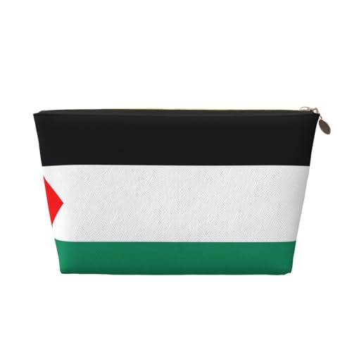 Kulturbeutel aus Leder mit Palästina-Flagge, für Damen, Reisetasche für Toilettenartikel, Kosmetiktasche, Make-up-Tasche, gold, Einheitsgröße, Kulturbeutel von AQHNBM