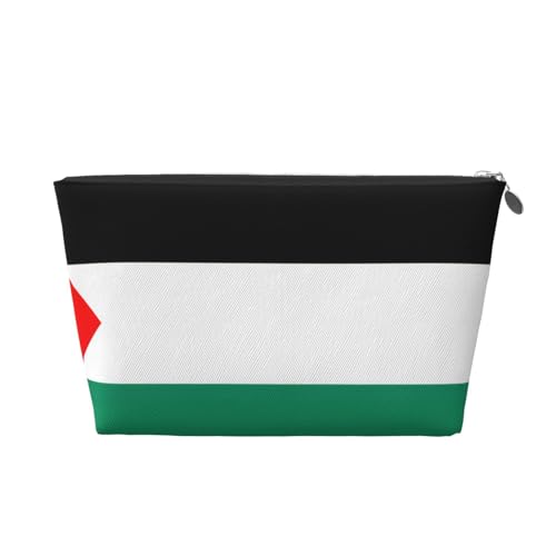 Kulturbeutel aus Leder mit Palästina-Flagge, für Damen, Reisetasche für Toilettenartikel, Kosmetiktasche, Make-up-Tasche, silber, Einheitsgröße, Kulturbeutel von AQHNBM