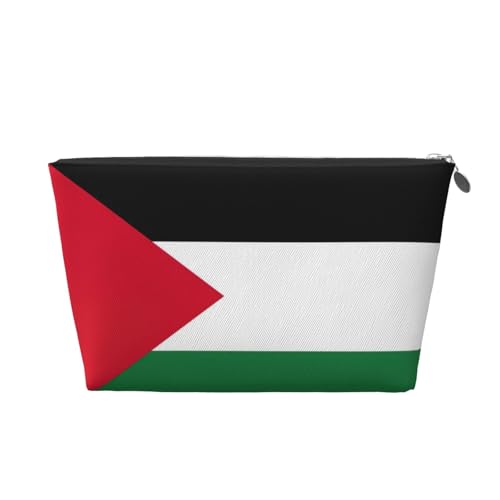 Kulturbeutel aus Leder mit Palästina-Flagge, für Damen, Reisetasche für Toilettenartikel, Kosmetiktasche, Make-up-Tasche, silber, Einheitsgröße, Kulturbeutel von AQHNBM