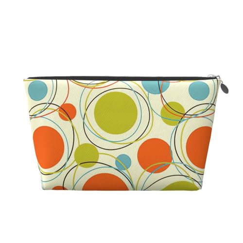 Kulturbeutel aus Leder mit abstraktem Retrodruck, für Damen, Reisetasche für Toilettenartikel, Kosmetiktasche, Make-up-Tasche, silber, Einheitsgröße, Kulturbeutel von AQHNBM