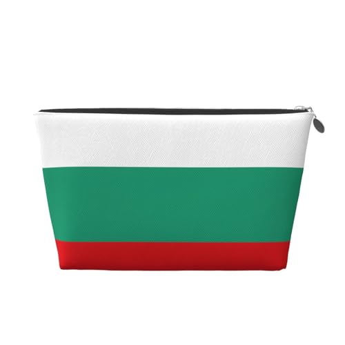 Kulturbeutel aus Leder mit bulgarischer Flagge, für Damen, Reisetasche für Toilettenartikel, Kosmetiktasche, Make-up-Tasche, silber, Einheitsgröße, Kulturbeutel von AQHNBM