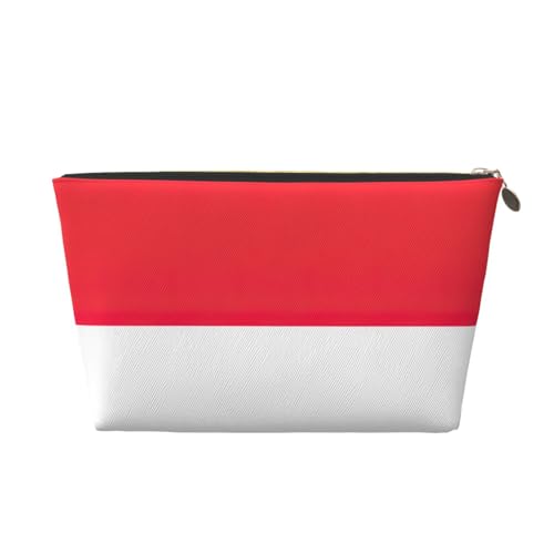 Kulturbeutel aus Leder mit indonesischer Flagge, für Damen, Reisetasche für Toilettenartikel, Kosmetiktasche, Make-up-Tasche, gold, Einheitsgröße, Kulturbeutel von AQHNBM