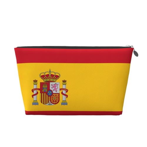 Kulturbeutel aus Leder mit spanischer Flagge, für Damen, Reisetasche für Toilettenartikel, Kosmetiktasche, Make-up-Tasche, silber, Einheitsgröße, Kulturbeutel Kulturbeutel aus Leder mit spanischer Flagge, für Damen, Reisetasche für Toilettenartikel, Kosmetiktasche, Make-up-Tasche, silber, Einheitsgröße, Kulturbeutel von AQHNBM
