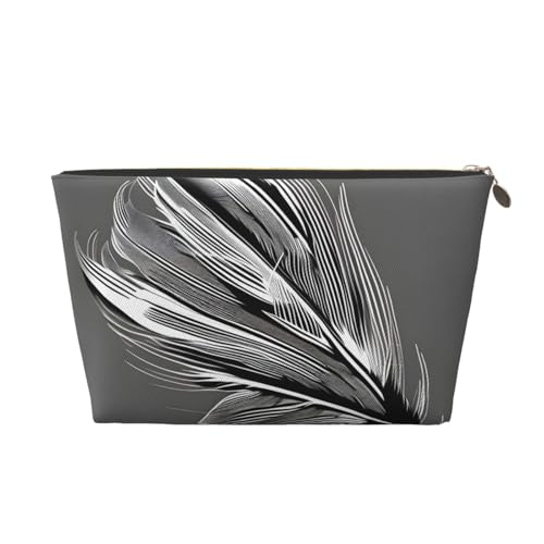 Kulturbeutel aus Leder mit tanzendem Federaufdruck, für Damen, Reisetasche für Toilettenartikel, Kosmetiktasche, Make-up-Tasche, gold, Einheitsgröße, Kulturbeutel von AQHNBM