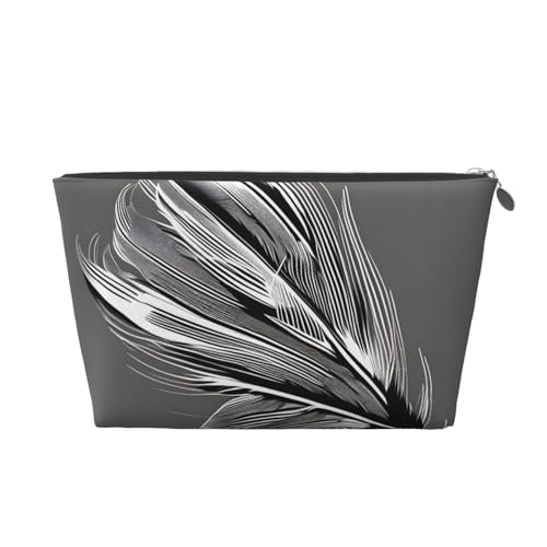 Kulturbeutel aus Leder mit tanzendem Federaufdruck, für Damen, Reisetasche für Toilettenartikel, Kosmetiktasche, Make-up-Tasche, silber, Einheitsgröße, Kulturbeutel Kulturbeutel aus Leder mit tanzendem Federaufdruck, für Damen, Reisetasche für Toilettenartikel, Kosmetiktasche, Make-up-Tasche, silber, Einheitsgröße, Kulturbeutel von AQHNBM