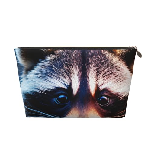 Little Raccoon Gesichts-Aufdruck, Leder-Kulturbeutel für Damen, Reisetasche für Toilettenartikel, Kosmetiktasche, Make-up-Tasche, gold, Einheitsgröße, Kulturbeutel Little Raccoon Gesichts-Aufdruck, Leder-Kulturbeutel für Damen, Reisetasche für Toilettenartikel, Kosmetiktasche, Make-up-Tasche, gold, Einheitsgröße, Kulturbeutel von AQHNBM