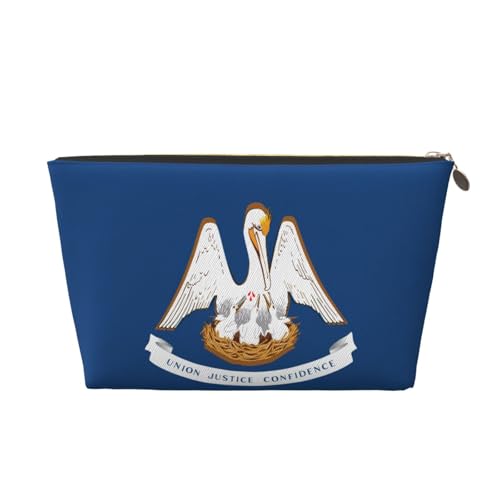 Louisiana Reise-Kulturbeutel aus Leder mit Staatsflagge für Damen, Reisetasche für Toilettenartikel, Kosmetiktasche, Make-up-Tasche, gold, Einheitsgröße, Kulturbeutel Louisiana Reise-Kulturbeutel aus Leder mit Staatsflagge für Damen, Reisetasche für Toilettenartikel, Kosmetiktasche, Make-up-Tasche, gold, Einheitsgröße, Kulturbeutel von AQHNBM