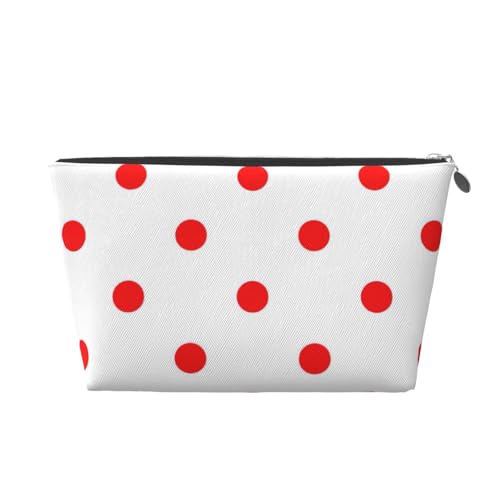 Reise-Kulturbeutel aus Leder, gepunktet, für Damen, Reisetasche, Kosmetiktasche, Make-up-Tasche, silber, Einheitsgröße, Kulturbeutel von AQHNBM