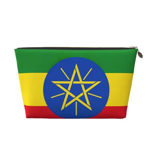 Reise-Kulturbeutel aus Leder mit Äthiopien-Motiv für Damen, Reisetasche für Toilettenartikel, Kosmetiktasche, Make-up-Tasche, gold, Einheitsgröße, Kulturbeutel von AQHNBM