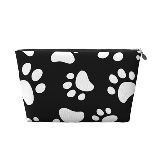 Reise-Kulturbeutel aus Leder mit Bärentatzen-Aufdruck für Damen, Reisetasche für Toilettenartikel, Kosmetiktasche, Make-up-Tasche, silber, Einheitsgröße, Kulturbeutel von AQHNBM