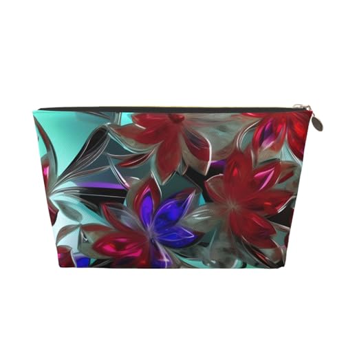 Reise-Kulturbeutel aus Leder mit Blumendruck, für Damen, Reisetasche für Toilettenartikel, Kosmetiktasche, Make-up-Tasche, gold, Einheitsgröße, Kulturbeutel von AQHNBM