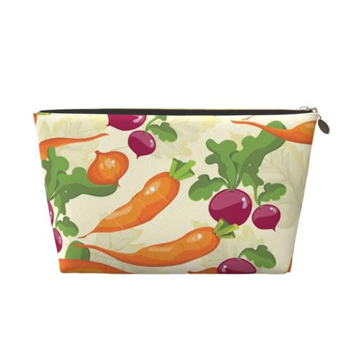 Reise-Kulturbeutel aus Leder mit Cartoon-Gemüseaufdruck, für Damen, Reisetasche für Toilettenartikel, Kosmetiktasche, Make-up-Tasche, gold, Einheitsgröße, Kulturbeutel Reise-Kulturbeutel aus Leder mit Cartoon-Gemüseaufdruck, für Damen, Reisetasche für Toilettenartikel, Kosmetiktasche, Make-up-Tasche, gold, Einheitsgröße, Kulturbeutel von AQHNBM