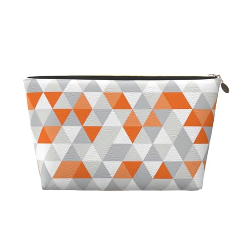 Reise-Kulturbeutel aus Leder mit Dreiecksmuster, für Damen, Reisetasche für Toilettenartikel, Kosmetiktasche, Make-up-Tasche, gold, Einheitsgröße, Kulturbeutel von AQHNBM