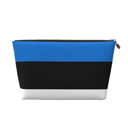Reise-Kulturbeutel aus Leder mit Estland-Flagge für Damen, Reisetasche für Toilettenartikel, Kosmetiktasche, Make-up-Tasche, gold, Einheitsgröße, Kulturbeutel von AQHNBM