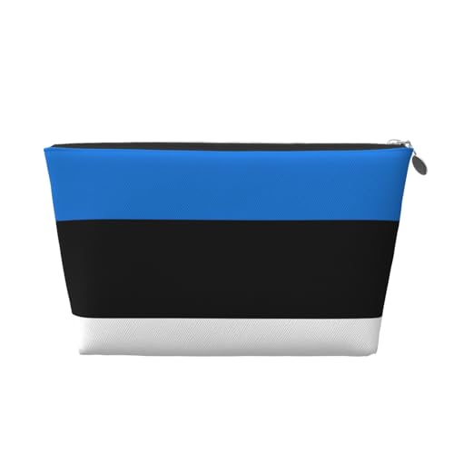 Reise-Kulturbeutel aus Leder mit Estland-Flagge für Damen, Reisetasche für Toilettenartikel, Kosmetiktasche, Make-up-Tasche, silber, Einheitsgröße, Kulturbeutel Reise-Kulturbeutel aus Leder mit Estland-Flagge für Damen, Reisetasche für Toilettenartikel, Kosmetiktasche, Make-up-Tasche, silber, Einheitsgröße, Kulturbeutel von AQHNBM