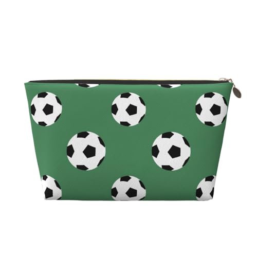 Reise-Kulturbeutel aus Leder mit Fußball-Aufdruck, für Damen, Reisetasche für Toilettenartikel, Kosmetiktasche, Make-up-Tasche, gold, Einheitsgröße, Kulturbeutel von AQHNBM