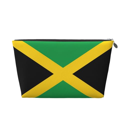 Reise-Kulturbeutel aus Leder mit Jamaika-Motiv für Damen, Reisetasche für Toilettenartikel, Kosmetiktasche, Make-up-Tasche, silber, Einheitsgröße, Kulturbeutel von AQHNBM