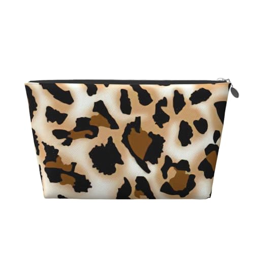 Reise-Kulturbeutel aus Leder mit Leopardenmuster für Damen, Reisetasche für Toilettenartikel, Kosmetiktasche, Make-up-Tasche, silber, Einheitsgröße, Kulturbeutel von AQHNBM