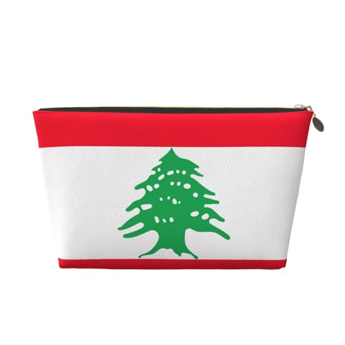 Reise-Kulturbeutel aus Leder mit Libanon-Flagge für Damen, Reisetasche für Toilettenartikel, Kosmetiktasche, Make-up-Tasche, gold, Einheitsgröße, Kulturbeutel Reise-Kulturbeutel aus Leder mit Libanon-Flagge für Damen, Reisetasche für Toilettenartikel, Kosmetiktasche, Make-up-Tasche, gold, Einheitsgröße, Kulturbeutel von AQHNBM