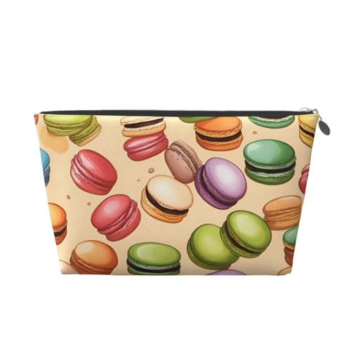 Reise-Kulturbeutel aus Leder mit Macaron-Keksgeschmack, für Damen, Reisetasche für Toilettenartikel, Kosmetiktasche, Make-up-Tasche, silber, Einheitsgröße, Kulturbeutel von AQHNBM