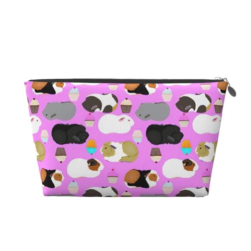 Reise-Kulturbeutel aus Leder mit Meerschweinchen und Cupcakes für Damen, Reisetasche für Toilettenartikel, Kosmetiktasche, Make-up-Tasche, silber, Einheitsgröße, Kulturbeutel Reise-Kulturbeutel aus Leder mit Meerschweinchen und Cupcakes für Damen, Reisetasche für Toilettenartikel, Kosmetiktasche, Make-up-Tasche, silber, Einheitsgröße, Kulturbeutel von AQHNBM