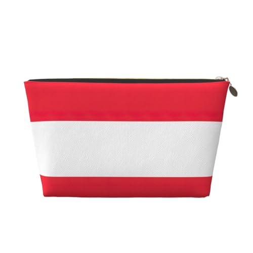 Reise-Kulturbeutel aus Leder mit Österreichischer Flagge, für Damen, Reisetasche für Toilettenartikel, Kosmetiktasche, Make-up-Tasche, gold, Einheitsgröße, Kulturbeutel von AQHNBM