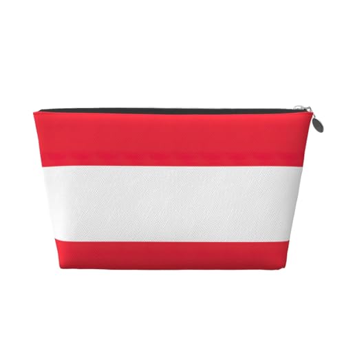 Reise-Kulturbeutel aus Leder mit Österreichischer Flagge, für Damen, Reisetasche für Toilettenartikel, Kosmetiktasche, Make-up-Tasche, silber, Einheitsgröße, Kulturbeutel von AQHNBM