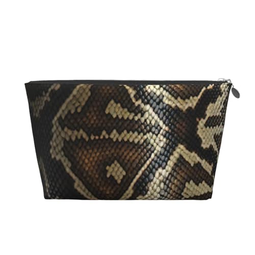 Reise-Kulturbeutel aus Leder mit Schlangenhaut-Aufdruck für Damen, Reisetasche für Toilettenartikel, Kosmetiktasche, Make-up-Tasche, silber, Einheitsgröße, Kulturbeutel von AQHNBM