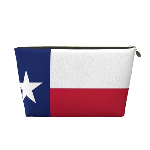 Reise-Kulturbeutel aus Leder mit Texas-Flagge, für Damen, Reisetasche für Toilettenartikel, Kosmetiktasche, Make-up-Tasche, gold, Einheitsgröße, Kulturbeutel von AQHNBM