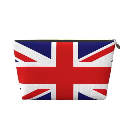 Reise-Kulturbeutel aus Leder mit UK-Flagge, für Damen, Reisetasche für Toilettenartikel, Kosmetiktasche, Make-up-Tasche, gold, Einheitsgröße, Kulturbeutel von AQHNBM