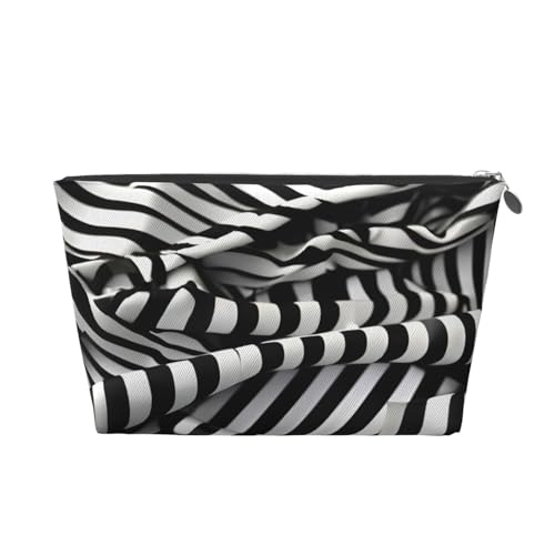 Reise-Kulturbeutel aus Leder mit Zebra-ähnlichem Aufdruck, für Damen, Reisetasche für Toilettenartikel, Kosmetiktasche, Make-up-Tasche, silber, Einheitsgröße, Kulturbeutel von AQHNBM