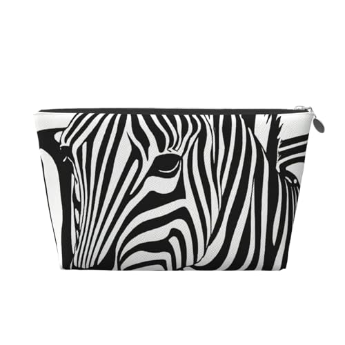 Reise-Kulturbeutel aus Leder mit Zebramuster für Damen, Reisetasche für Toilettenartikel, Kosmetiktasche, Make-up-Tasche, silber, Einheitsgröße, Kulturbeutel von AQHNBM