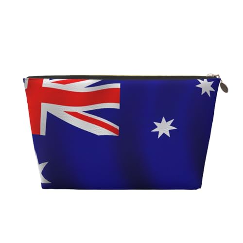 Reise-Kulturbeutel aus Leder mit australischer Flagge, für Damen, Reisetasche für Toilettenartikel, Kosmetiktasche, Make-up-Tasche, gold, Einheitsgröße, Kulturbeutel von AQHNBM