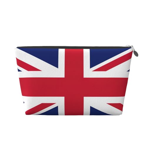 Reise-Kulturbeutel aus Leder mit britischer Flagge, für Damen, Reisetasche für Toilettenartikel, Kosmetiktasche, Make-up-Tasche, silber, Einheitsgröße, Kulturbeutel von AQHNBM