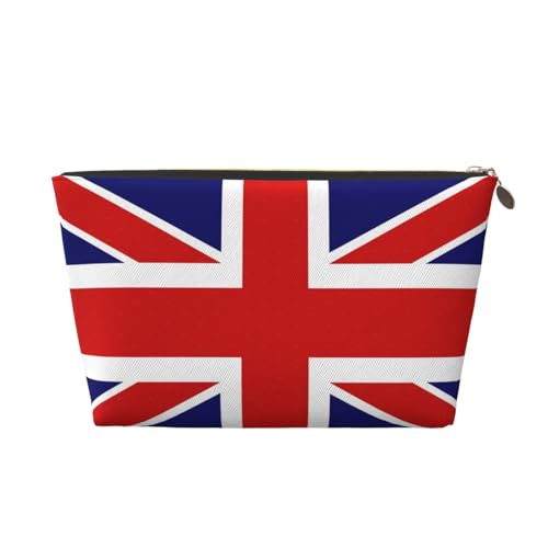 Reise-Kulturbeutel aus Leder mit englischer Flagge, für Damen, Reisetasche für Toilettenartikel, Kosmetiktasche, Make-up-Tasche, gold, Einheitsgröße, Kulturbeutel von AQHNBM