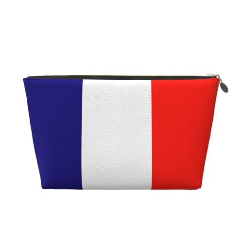 Reise-Kulturbeutel aus Leder mit französischer Flagge, für Damen, Reisetasche für Toilettenartikel, Kosmetiktasche, Make-up-Tasche, gold, Einheitsgröße, Kulturbeutel von AQHNBM