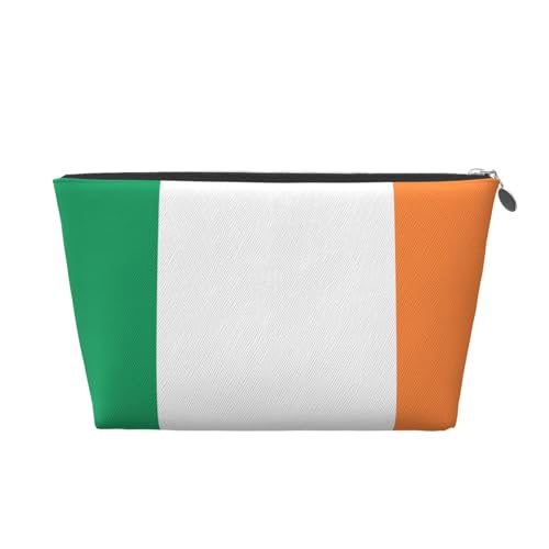 Reise-Kulturbeutel aus Leder mit irischer Flagge, für Damen, Reisetasche für Toilettenartikel, Kosmetiktasche, Make-up-Tasche, silber, Einheitsgröße, Kulturbeutel von AQHNBM