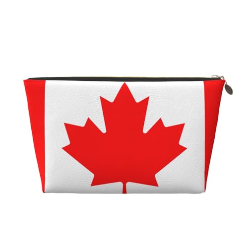 Reise-Kulturbeutel aus Leder mit kanadischer Flagge, für Damen, Reisetasche für Toilettenartikel, Kosmetiktasche, Make-up-Tasche, gold, Einheitsgröße, Kulturbeutel von AQHNBM