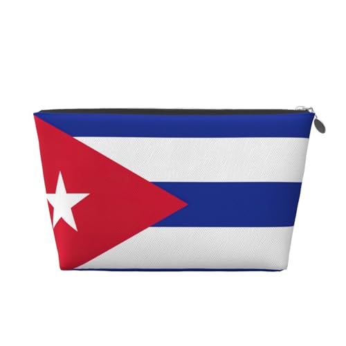 Reise-Kulturbeutel aus Leder mit kubanischer Flagge, für Damen, Reisetasche für Toilettenartikel, Kosmetiktasche, Make-up-Tasche, silber, Einheitsgröße, Kulturbeutel von AQHNBM