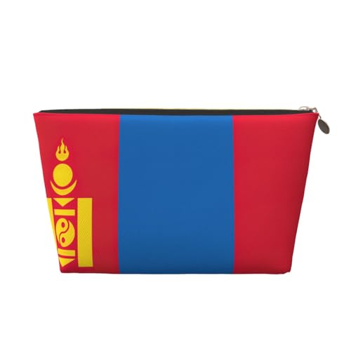 Reise-Kulturbeutel aus Leder mit mongolischer Flagge, für Damen, Reisetasche für Toilettenartikel, Kosmetiktasche, Make-up-Tasche, gold, Einheitsgröße, Kulturbeutel Reise-Kulturbeutel aus Leder mit mongolischer Flagge, für Damen, Reisetasche für Toilettenartikel, Kosmetiktasche, Make-up-Tasche, gold, Einheitsgröße, Kulturbeutel von AQHNBM