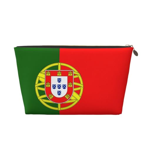 Reise-Kulturbeutel aus Leder mit portugiesischer Flagge, für Damen, Reisetasche für Toilettenartikel, Kosmetiktasche, Make-up-Tasche, gold, Einheitsgröße, Kulturbeutel von AQHNBM
