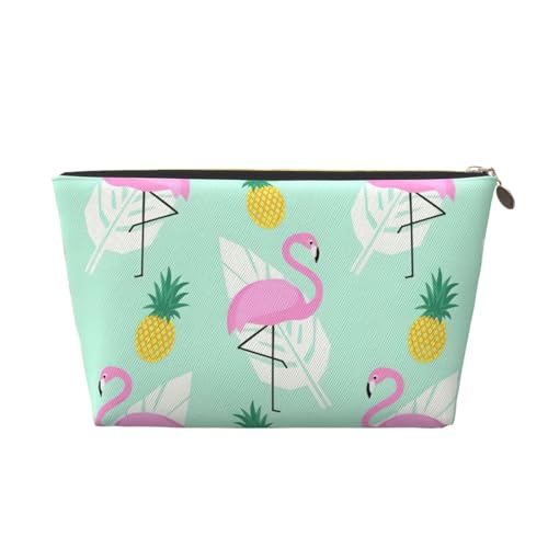 Reise-Kulturbeutel aus Leder mit rotem Flamingo-Ananas-Aufdruck, für Damen, Reisetasche für Toilettenartikel, Kosmetiktasche, Make-up-Tasche, gold, Einheitsgröße, Kulturbeutel Reise-Kulturbeutel aus Leder mit rotem Flamingo-Ananas-Aufdruck, für Damen, Reisetasche für Toilettenartikel, Kosmetiktasche, Make-up-Tasche, gold, Einheitsgröße, Kulturbeutel von AQHNBM