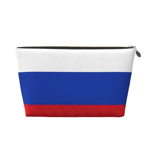 Reise-Kulturbeutel aus Leder mit russischer Flagge, für Damen, Reisetasche für Toilettenartikel, Kosmetiktasche, Make-up-Tasche, gold, Einheitsgröße, Kulturbeutel von AQHNBM