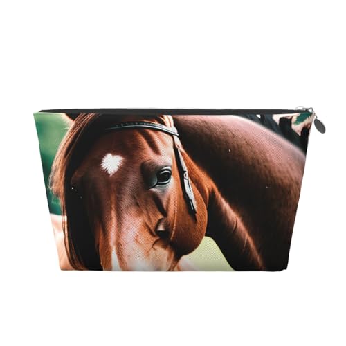 Reise-Kulturbeutel aus Leder mit zwei Pferden für Damen, Reisetasche für Toilettenartikel, Kosmetiktasche, Make-up-Tasche, silber, Einheitsgröße, Kulturbeutel Reise-Kulturbeutel aus Leder mit zwei Pferden für Damen, Reisetasche für Toilettenartikel, Kosmetiktasche, Make-up-Tasche, silber, Einheitsgröße, Kulturbeutel von AQHNBM