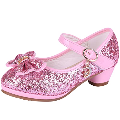 Mädchen Prinzessin Schuhe Kinder Party Glitzer Pumps Hochzeitskleid Schuhe Mädchen Mary Jane Tanzschuhe（26EU/Rosa von AQIYI