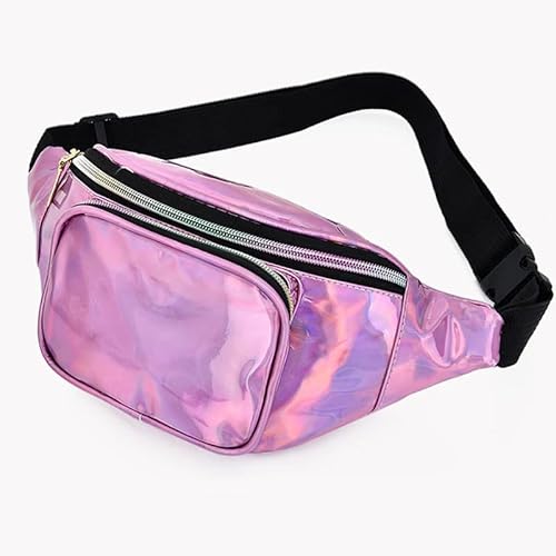 AQQWWER Armrucksack Women Holographic Waist Bag Men Shiny Fanny Pack Hologram Hip Bum Bag Travel Laser Chest Pocket with Adjustable Strap for Travel (Color : Purple) von AQQWWER